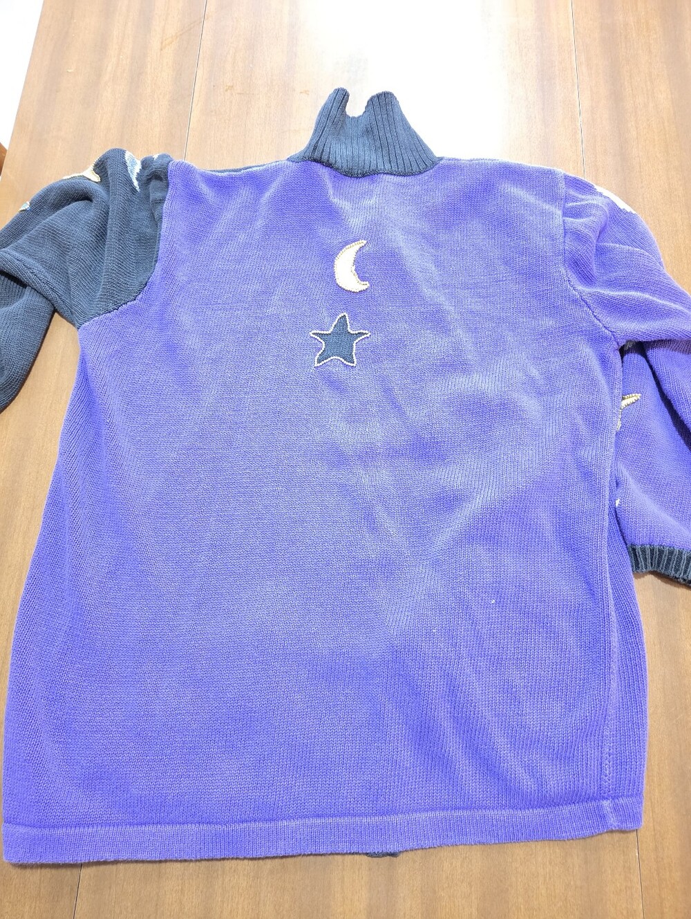 Storybook Knits Sweaters Celwstial Moon Stars Large Purple Black - Picture 10 of 12